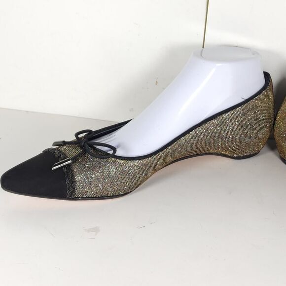 Stuart Weitzman Women's US10M Black Metallic Iridescent Glitter Ballet Flats - Picture 8 of 16